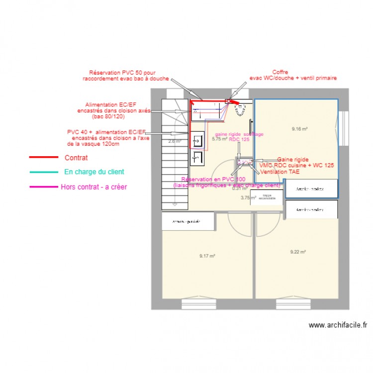 20172311 ARIOU etage plomberie final. Plan de 0 pièce et 0 m2