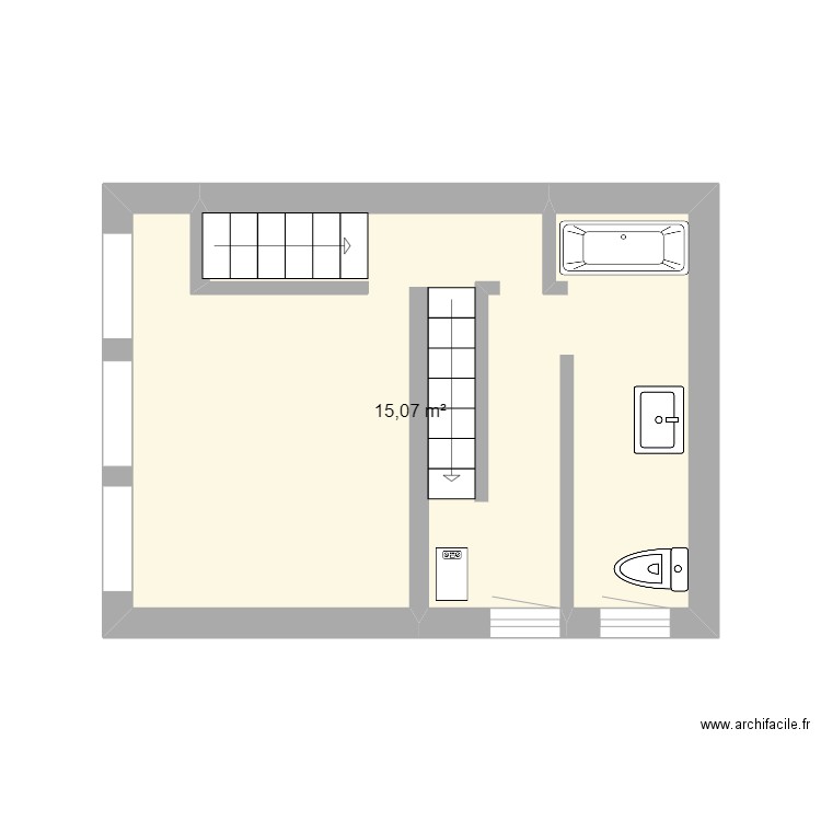 RSL-etage. Plan de 1 pièce et 15 m2