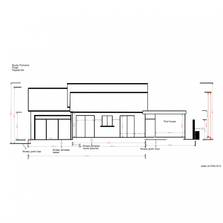 Studio Picholine Projet 02 18 7 Façade Est  Pool house. Plan de 0 pièce et 0 m2