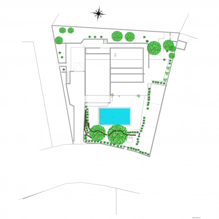 plantations  piscine. Plan de 0 pièce et 0 m2