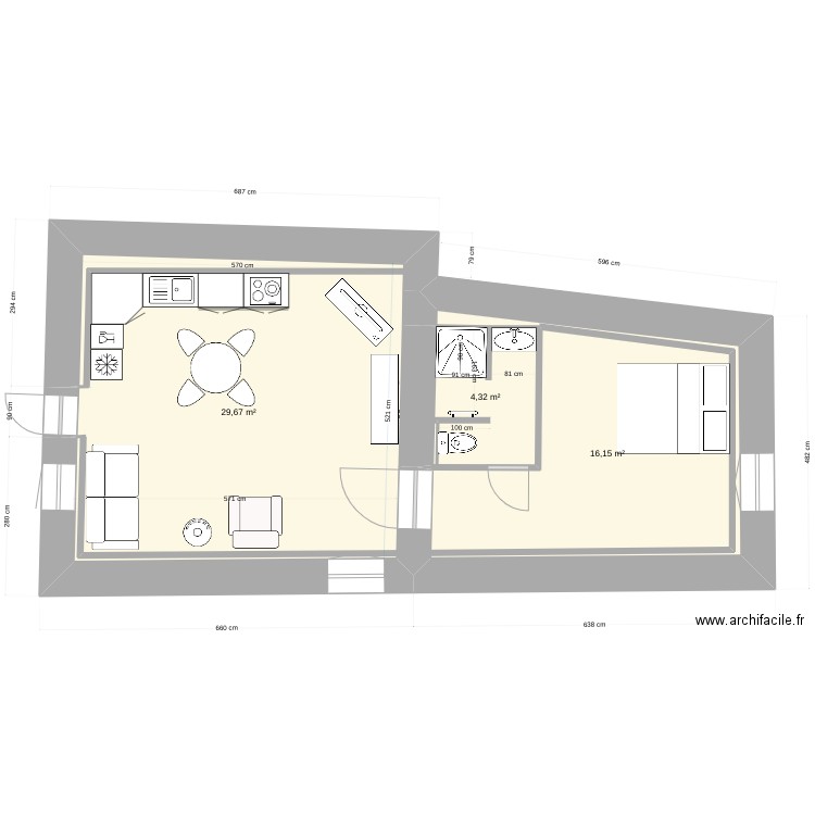 maison christophe SDB 5. Plan de 3 pièces et 50 m2