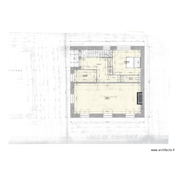 Plan Actuel Bouvet. Plan de 6 pièces et 67 m2