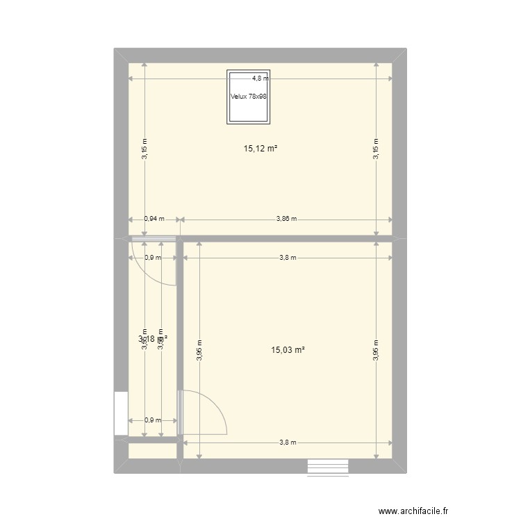 plan chambres etage. Plan de 4 pièces et 34 m2