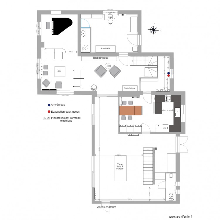 Plan aménagement salle salons cuisine buanderie 4. Plan de 0 pièce et 0 m2