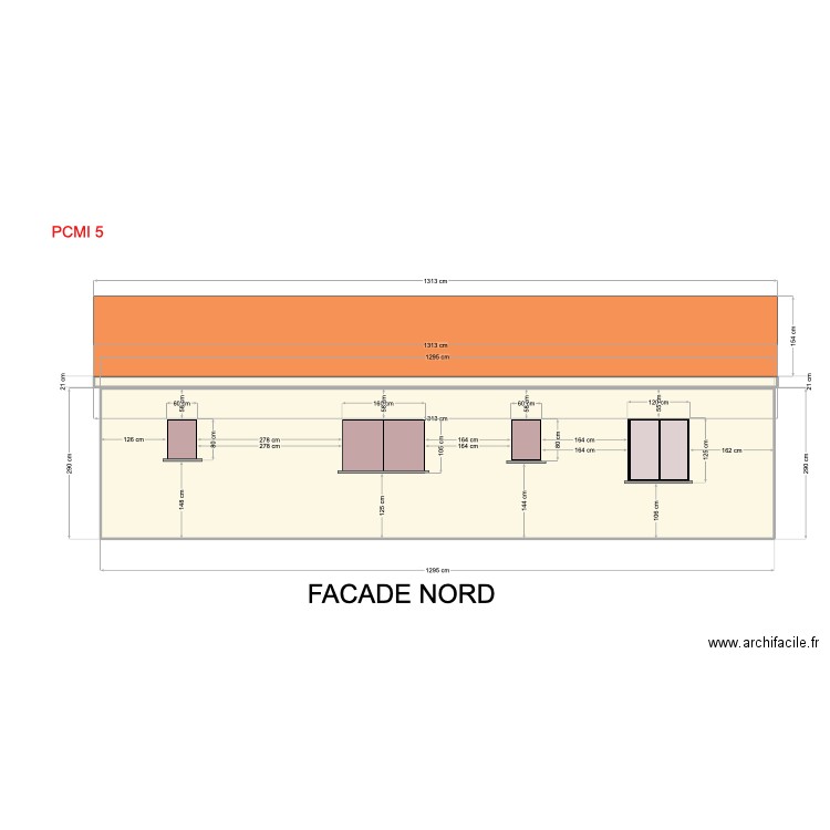 Facade nord projet 2Bis. Plan de 2 pièces et 40 m2