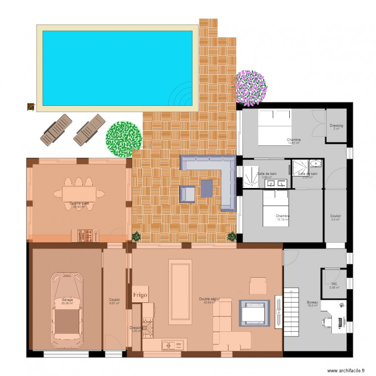 Maison en L. Plan de 0 pièce et 0 m2