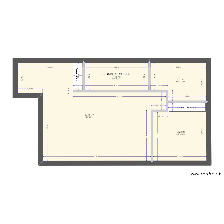 PLAN RECTANGLE2. Plan de 4 pièces et 72 m2