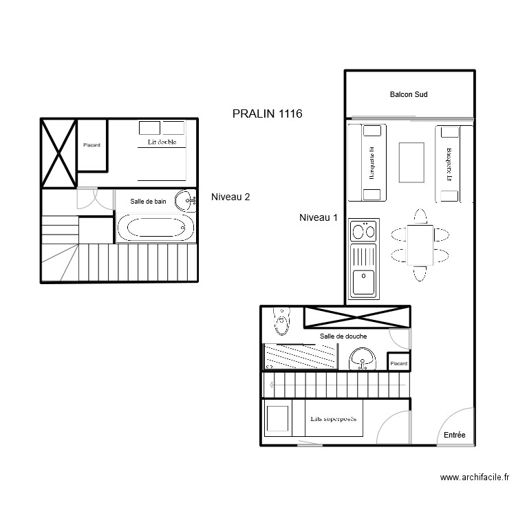 PRA1116². Plan de 11 pièces et 49 m2
