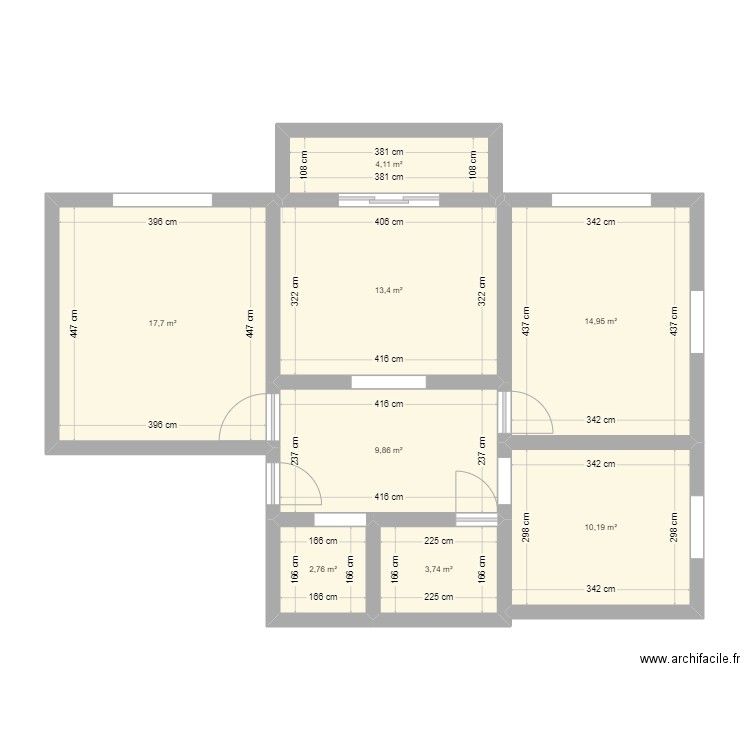 Appartement Vignettaz. Plan de 8 pièces et 77 m2