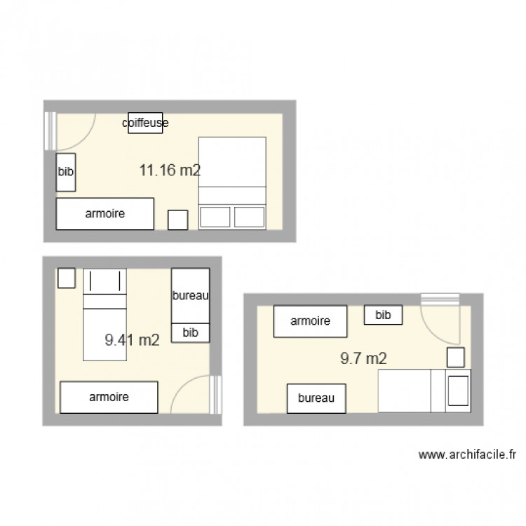 Chambres version 4. Plan de 0 pièce et 0 m2