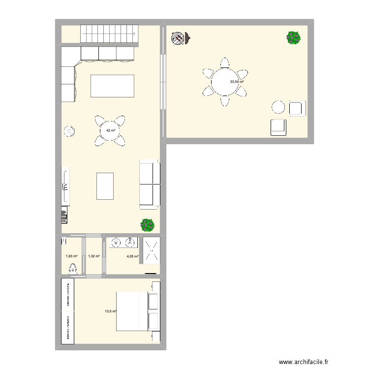 Loft F.Delmas. Plan de 6 pièces et 96 m2