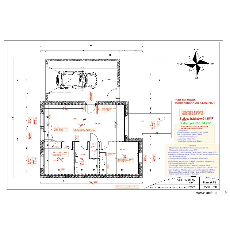 Plan du Studio du 24 mars 2023. Plan de 0 pièce et 0 m2