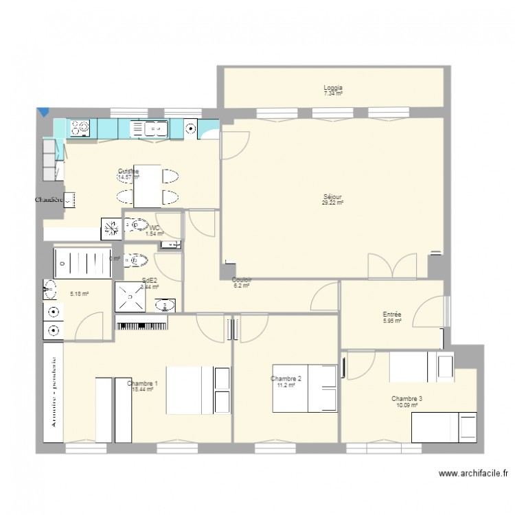 Appartement Brest Fabrice 5. Plan de 0 pièce et 0 m2