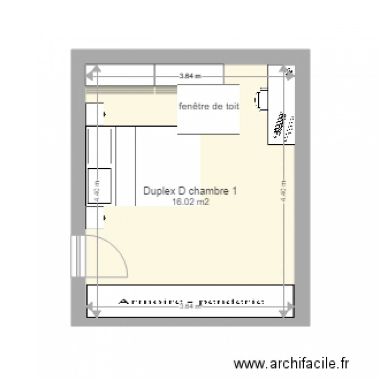 Duplex D chambre 1. Plan de 0 pièce et 0 m2