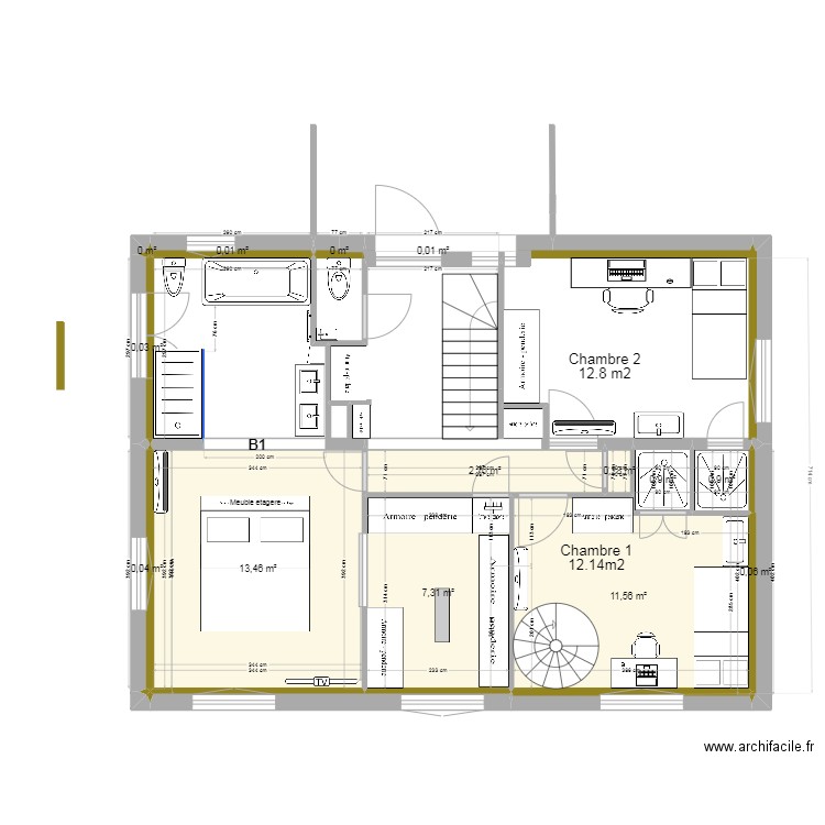 Maison Rouret - R+1 Artur V5. Plan de 14 pièces et 37 m2