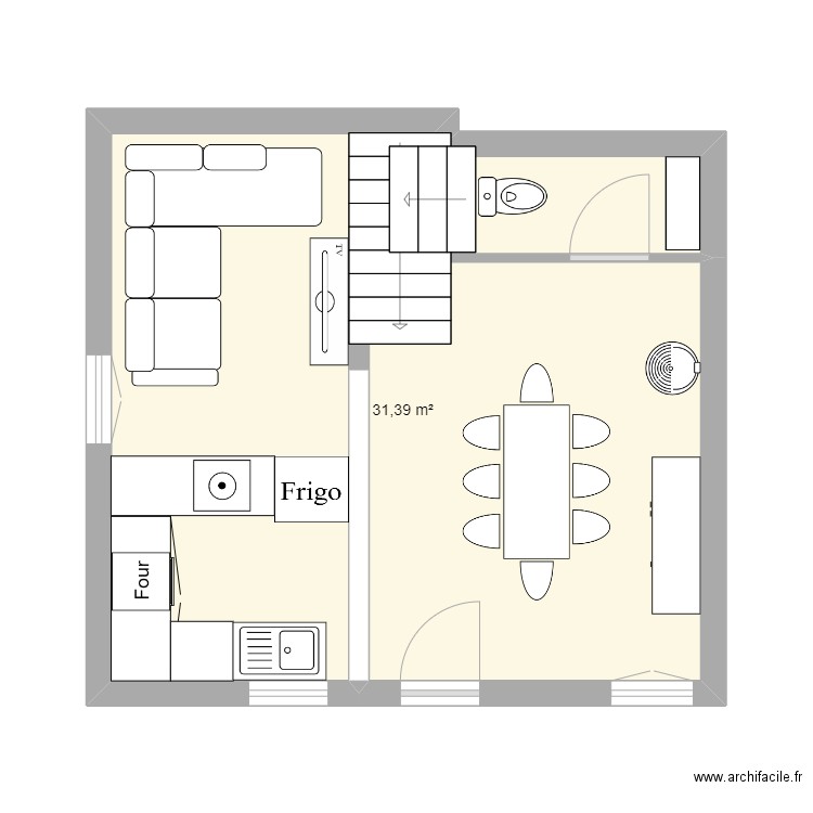 Maison Remoulins 82m2. Plan de 1 pièce et 31 m2