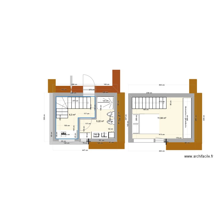 BSC atelier projet1. Plan de 3 pièces et 23 m2
