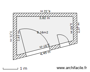 cagibi. Plan de 1 pièce et 8 m2