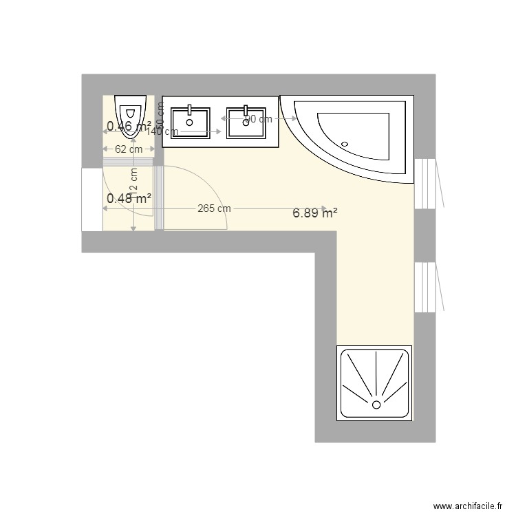 FF R1 salle de bain v3. Plan de 0 pièce et 0 m2