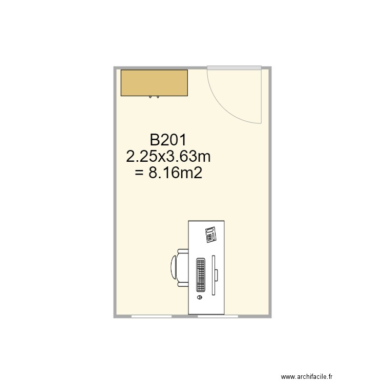 B201 84Grenelle. Plan de 1 pièce et 8 m2