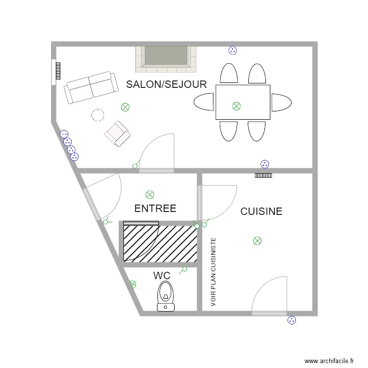 PLAN RDC CHIFFOLIERE. Plan de 2 pièces et 9 m2