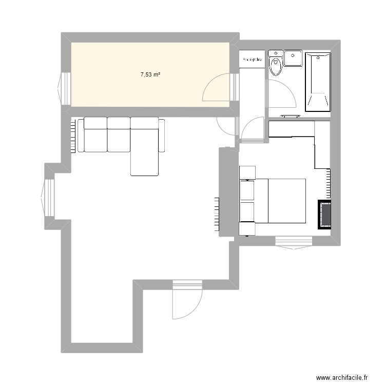 Terrasse2. Plan de 1 pièce et 8 m2
