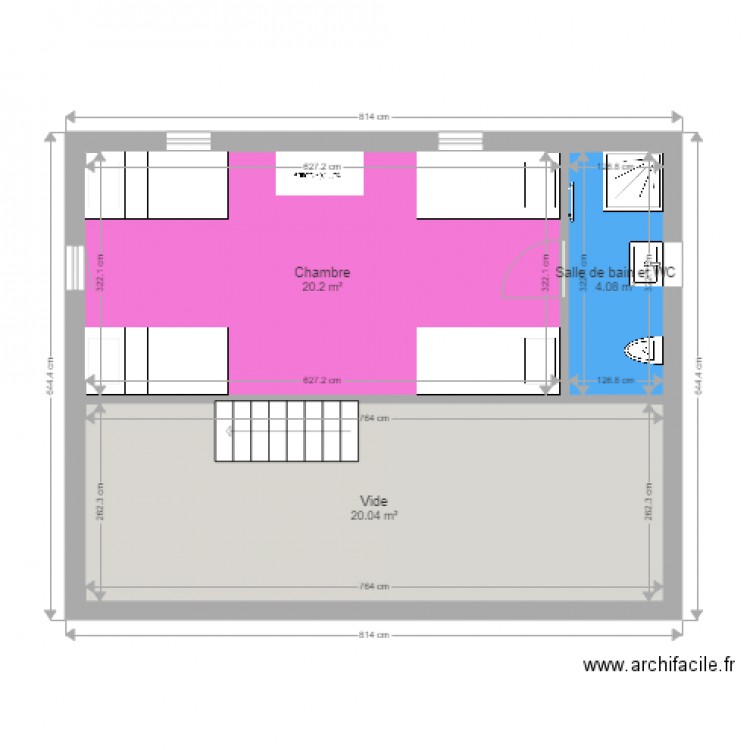 Chalet 45m2 Mezzanine Ouverte étage. Plan de 0 pièce et 0 m2