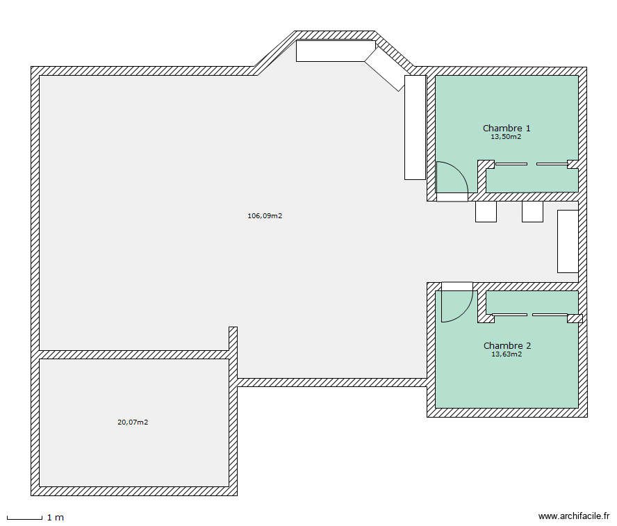 maison1. Plan de 3 pièces et 133 m2
