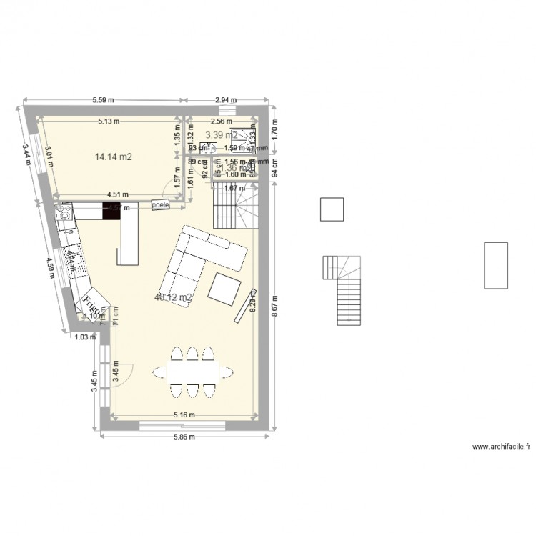 RDC Maison mur 35 test escalier2. Plan de 0 pièce et 0 m2