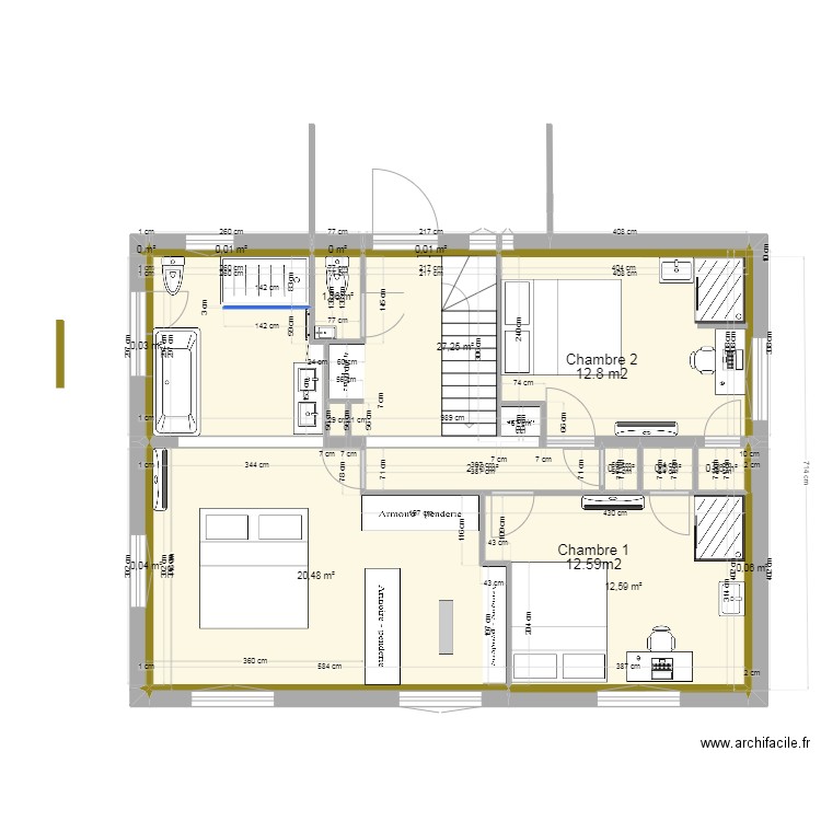 Maison Rouret - R+1 Artur V2. Plan de 15 pièces et 66 m2