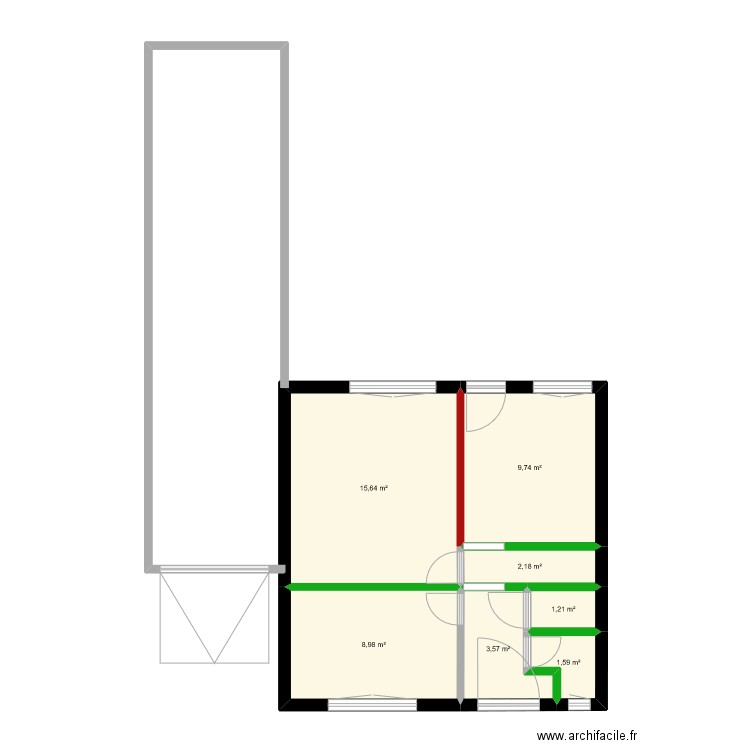 test. Plan de 7 pièces et 43 m2