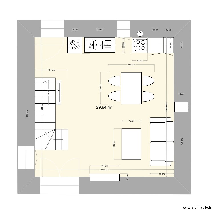 Bieuzy RDC plan ELECTRICIT2. Plan de 1 pièce et 30 m2