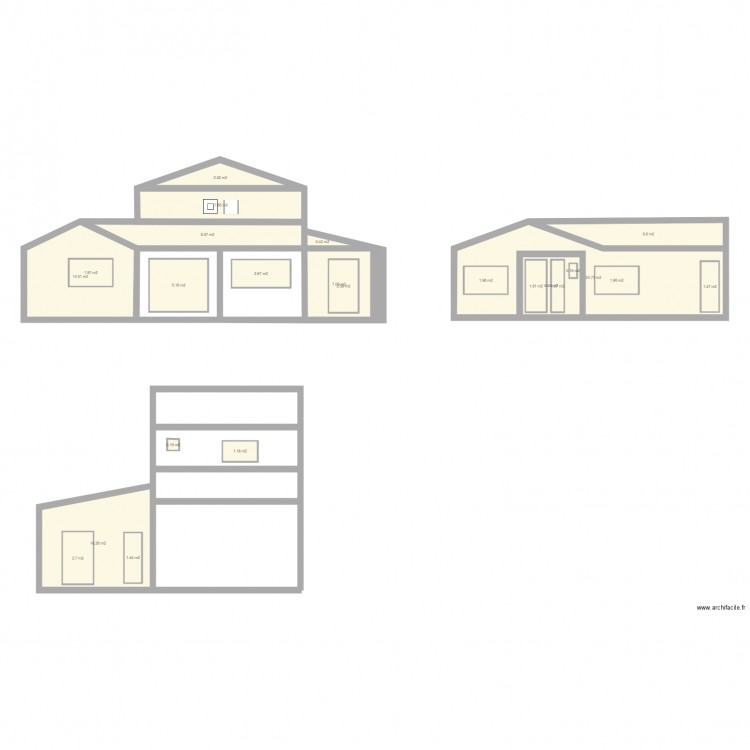 façades. Plan de 0 pièce et 0 m2