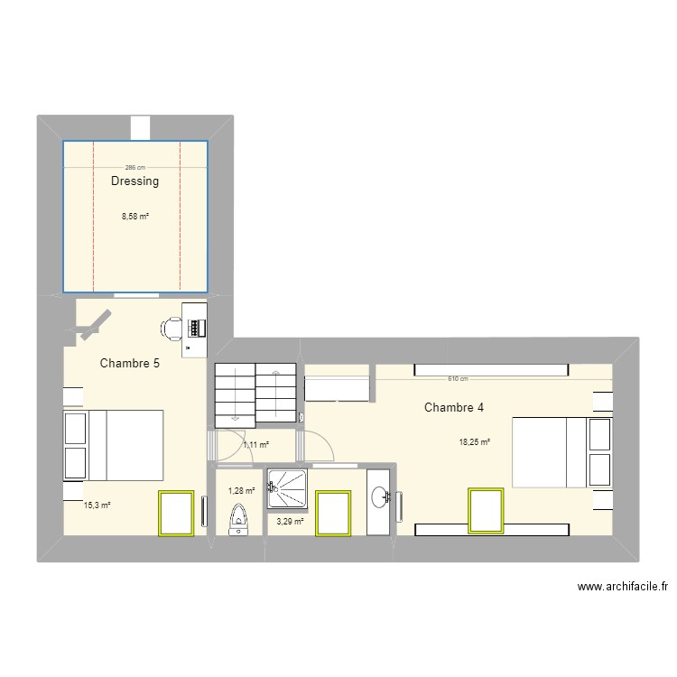 Maison 2 Etage ST THEGONNEC 2023. Plan de 6 pièces et 48 m2
