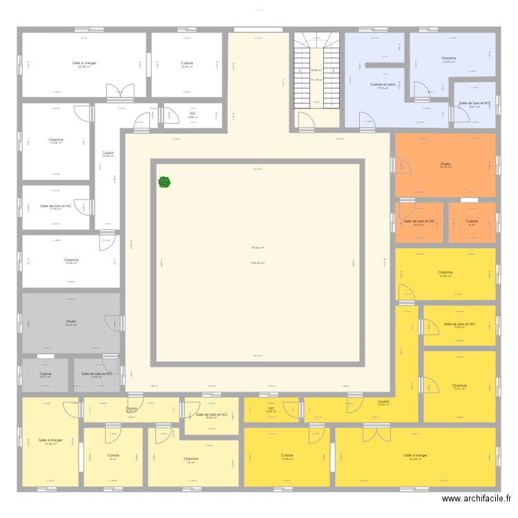 Immeuble Bonoua. Plan de 127 pièces et 2467 m2