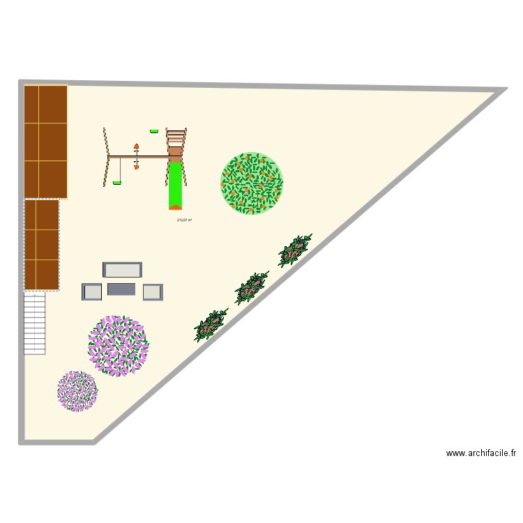 Plan jardin. Plan de 1 pièce et 217 m2