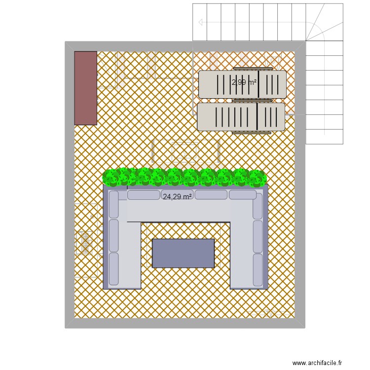Extension. Plan de 3 pièces et 54 m2