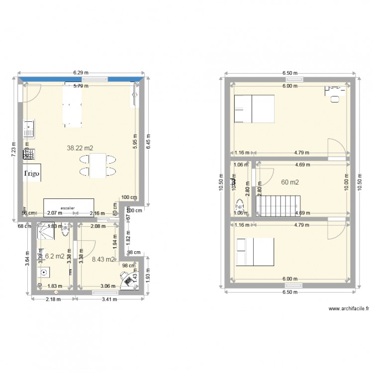 Appartement 1 Bas et Haut Modifié. Plan de 0 pièce et 0 m2