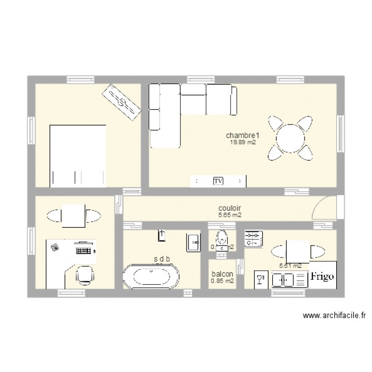 maison simple f3. Plan de 0 pièce et 0 m2