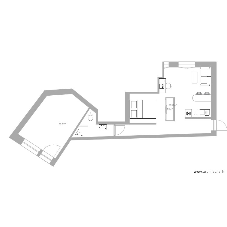 Laveran 2 LOTS b. Plan de 4 pièces et 56 m2