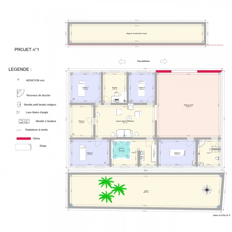 projet institut de beauté 205m2. Plan de 0 pièce et 0 m2