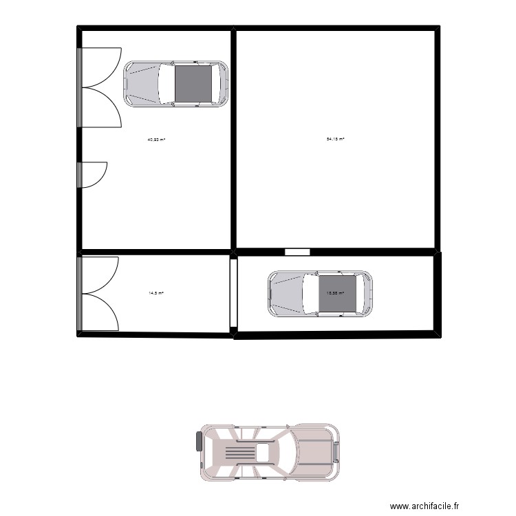 garage. Plan de 4 pièces et 128 m2