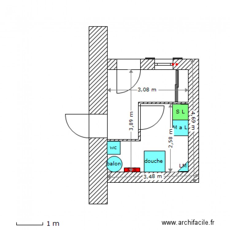 mur maison   agrandissement salle de bain. Plan de 0 pièce et 0 m2