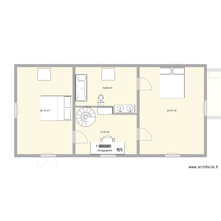 Habitation Moulin. Plan de 10 pièces et 140 m2