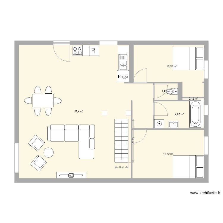 Appartement duplex avec mezzanine. Plan de 0 pièce et 0 m2