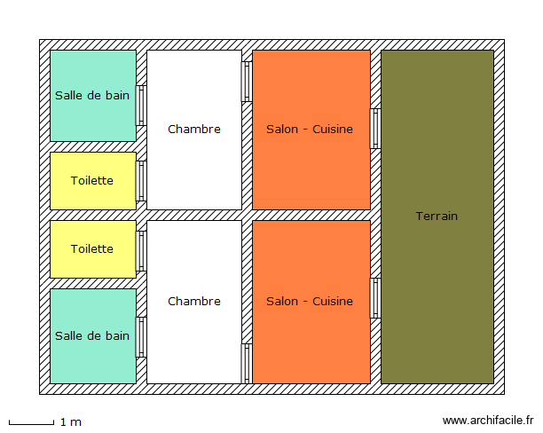 chambre . Plan de 9 pièces et 67 m2