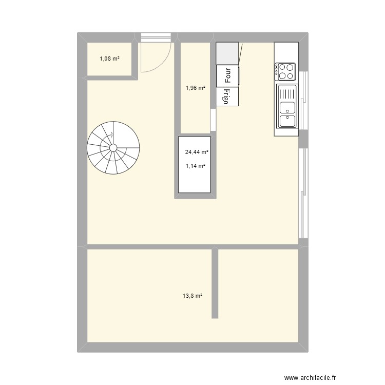 plan maison Benoît. Plan de 5 pièces et 42 m2
