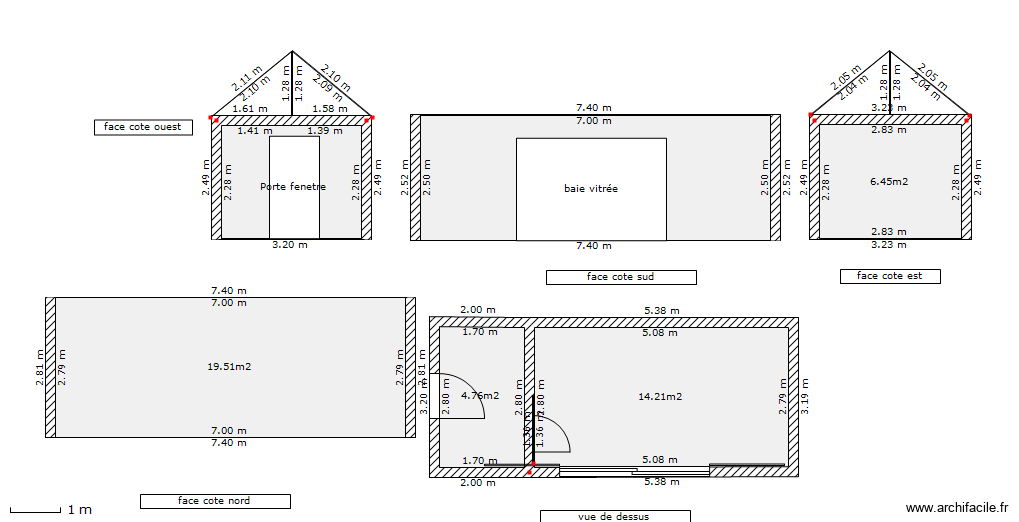 POOL HOUSE JFR 3b. Plan de 6 pièces et 69 m2