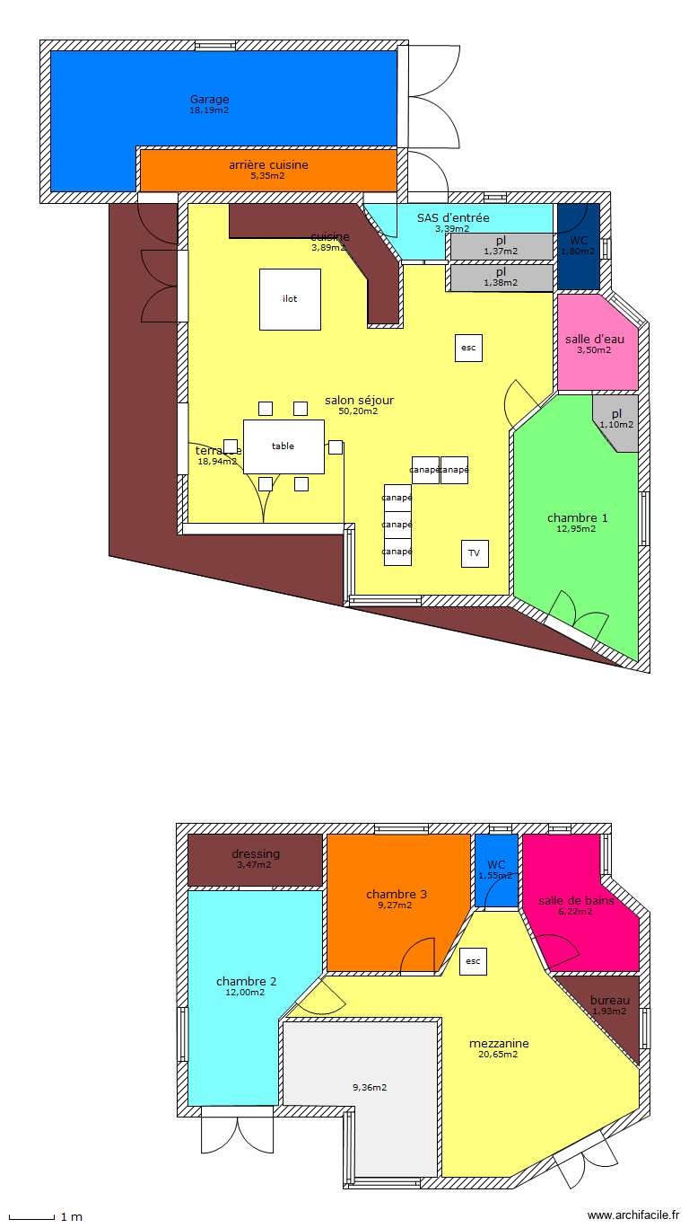 maison BBC Melesse 2. Plan de 20 pièces et 186 m2