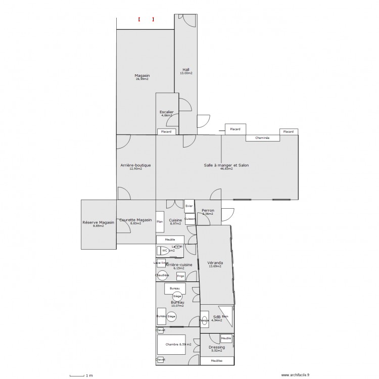 Plan maison après travaux-1-rdc-aménagement. Plan de 0 pièce et 0 m2